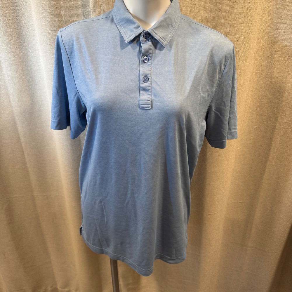 Travis Mathew Mens Polo Shirt Size L Blue Golf Casual RFT Logo